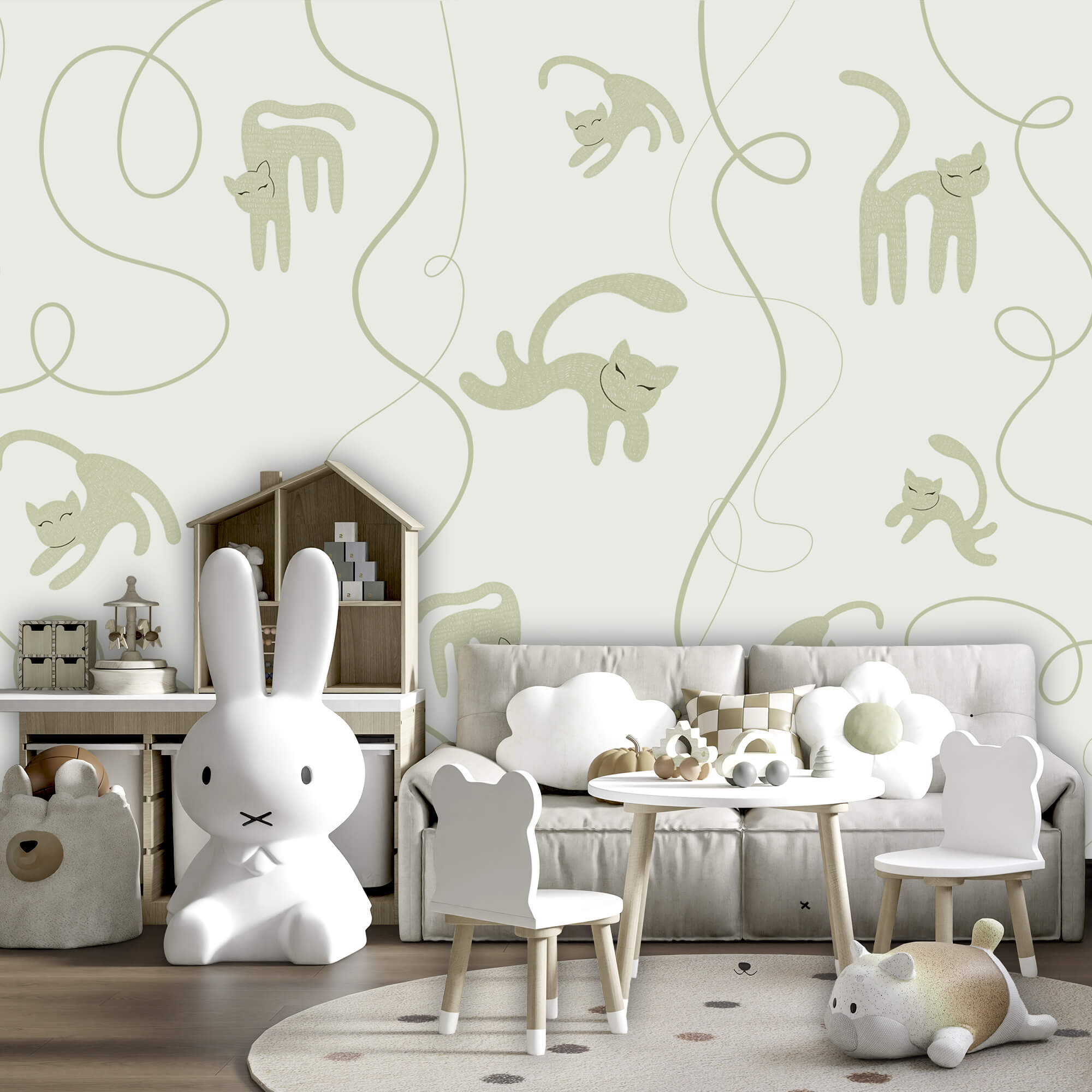 Μοτίβο με γάτες και αμπέλια